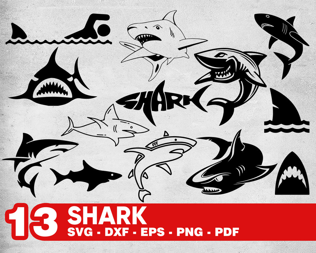 Download Shark Svg Cut File Shark Bundle Svg Shark Silhouette Shark Clipa Clipartic SVG, PNG, EPS, DXF File