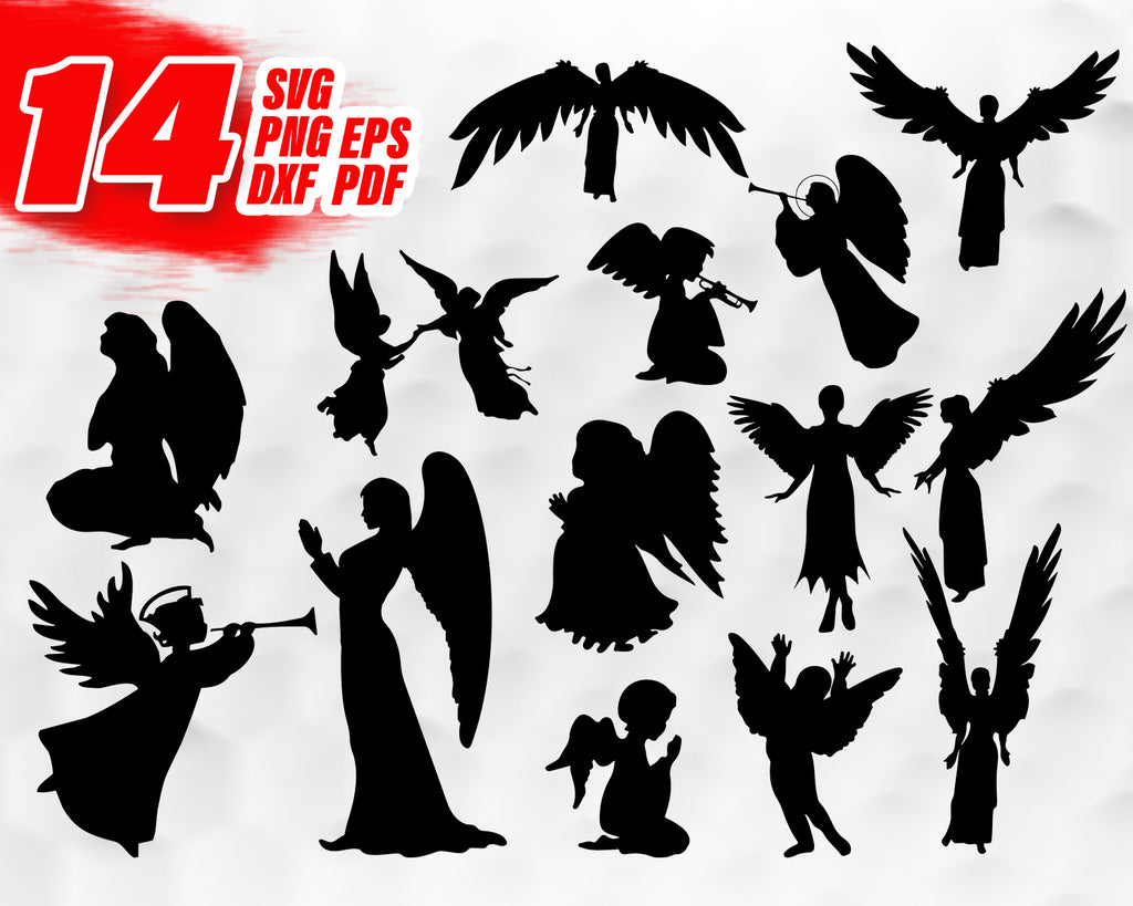 Download ANGEL SVG / Angels cricut / Angels Silhouette / Angel vector / Angels - Clipartic