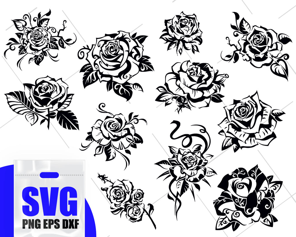 Download Rose svg, flower svg, bud svg, branche svg, leave svg ...