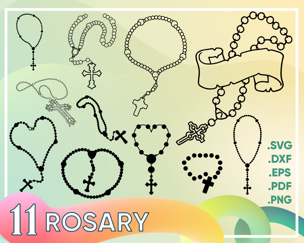 Download Rosary Svg Rosary Beaded Heart Christian Religion Cross Svg Png Clipartic