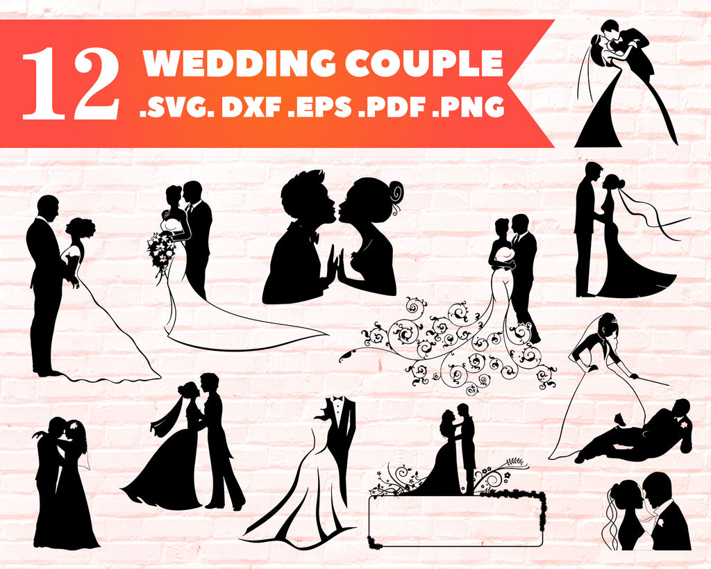 Wedding Couple Svg Wedding Silhouette Svg Wedding Party Silhouette Clipartic