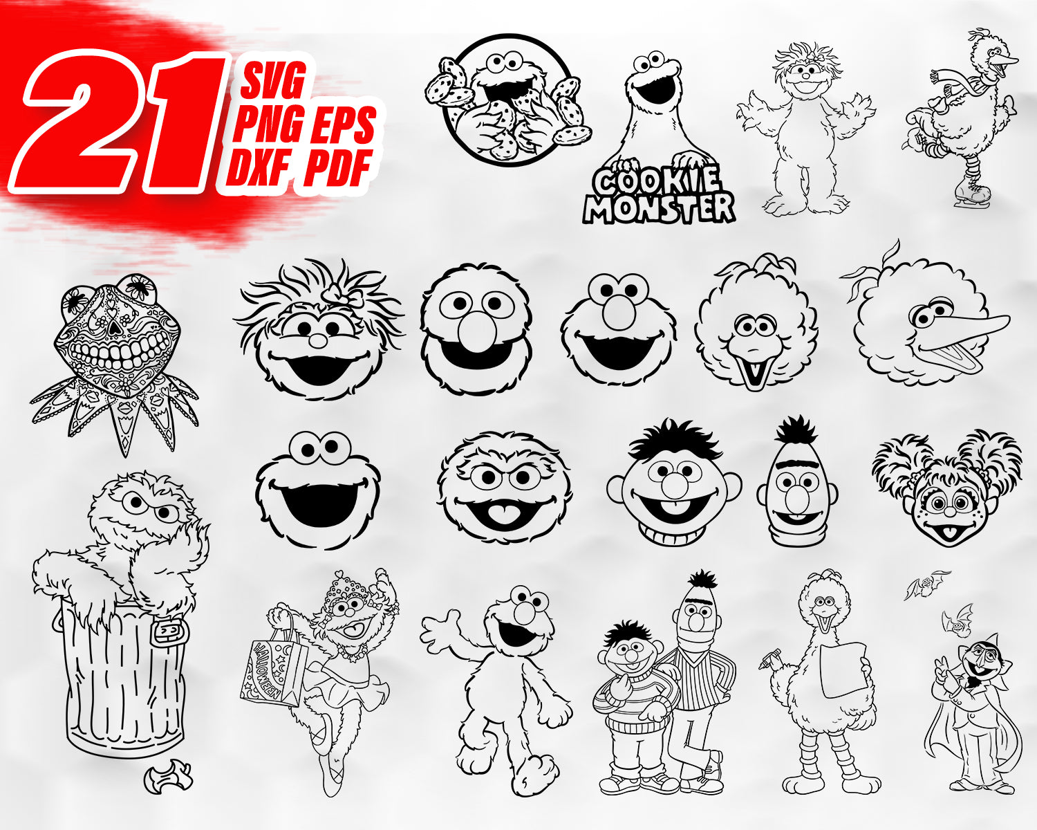 Sesame Street Svg Elmo Monsters Svg Dxf Png Eps Cut File Cricut Clipartic