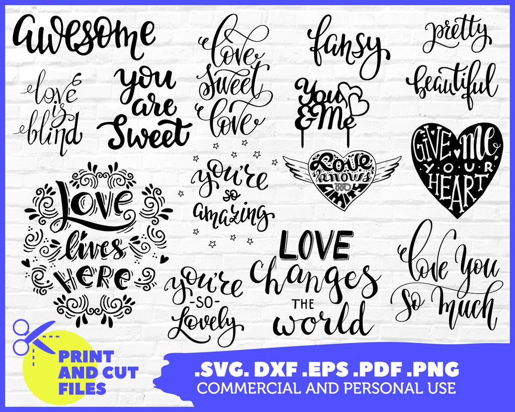 Download Romantic Love Svg Bundle Text Valentine S Day Svg Sign Love Svg B Clipartic