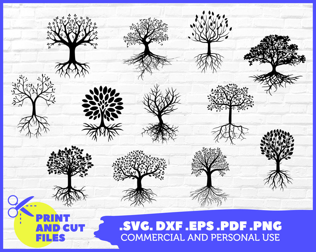 Download Tree Silhouette Tree Cutting File Tree Clipart Tree Svg Files Tree Dxf Files Tree Cut Files Tree Cricut Files Tree Png Clip Art Art Collectibles