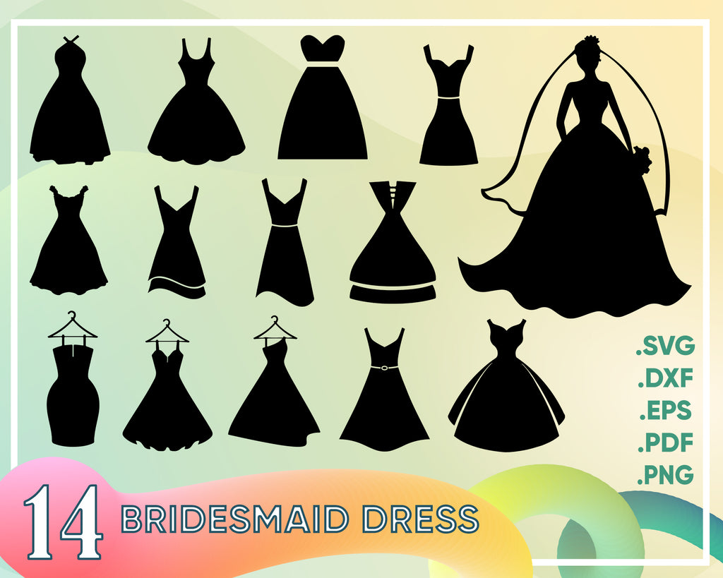 Download Bridesmaid Dress Svg Bride Svg Wedding Party Bridesmaid Svg Dxf Ep Clipartic
