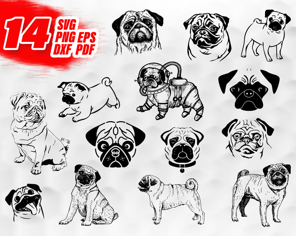 Download Pug Svg Animals Svg Dog Vector Cartoon Pug Cute Pug Svg Puppy Svg Clipartic