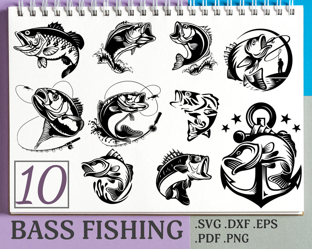 Bass Fish Svg Fishing Svg Fish Svg Bass Svg Fisherman Svg Sea Bas Clipartic