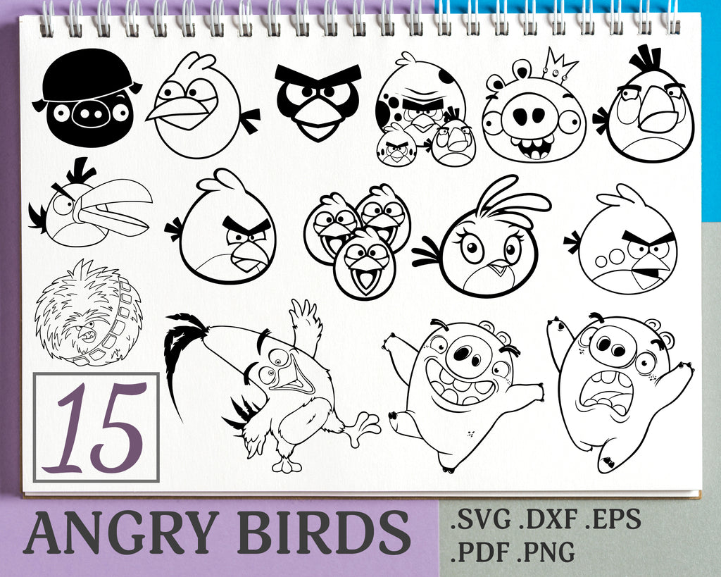 Download Angry Birds Svg Angry Birds Angry Birds Digital Stamp Cute Birds R Clipartic