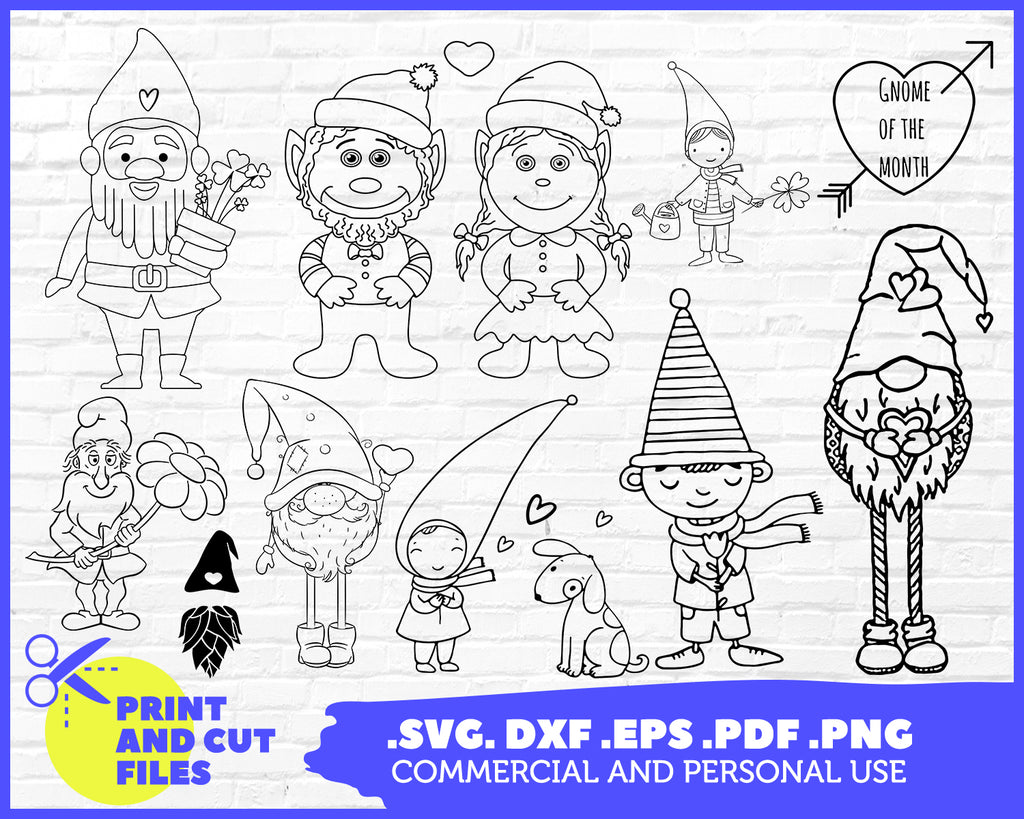 Valentine Gnome Svg Valentines Day Svg Bundle Valentines Svg Funny Clipartic