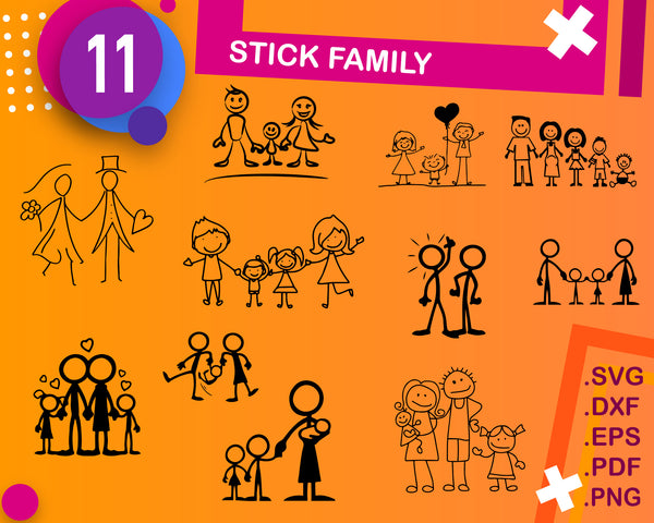 Stick family svg bundle, stick family cut files, stick ...