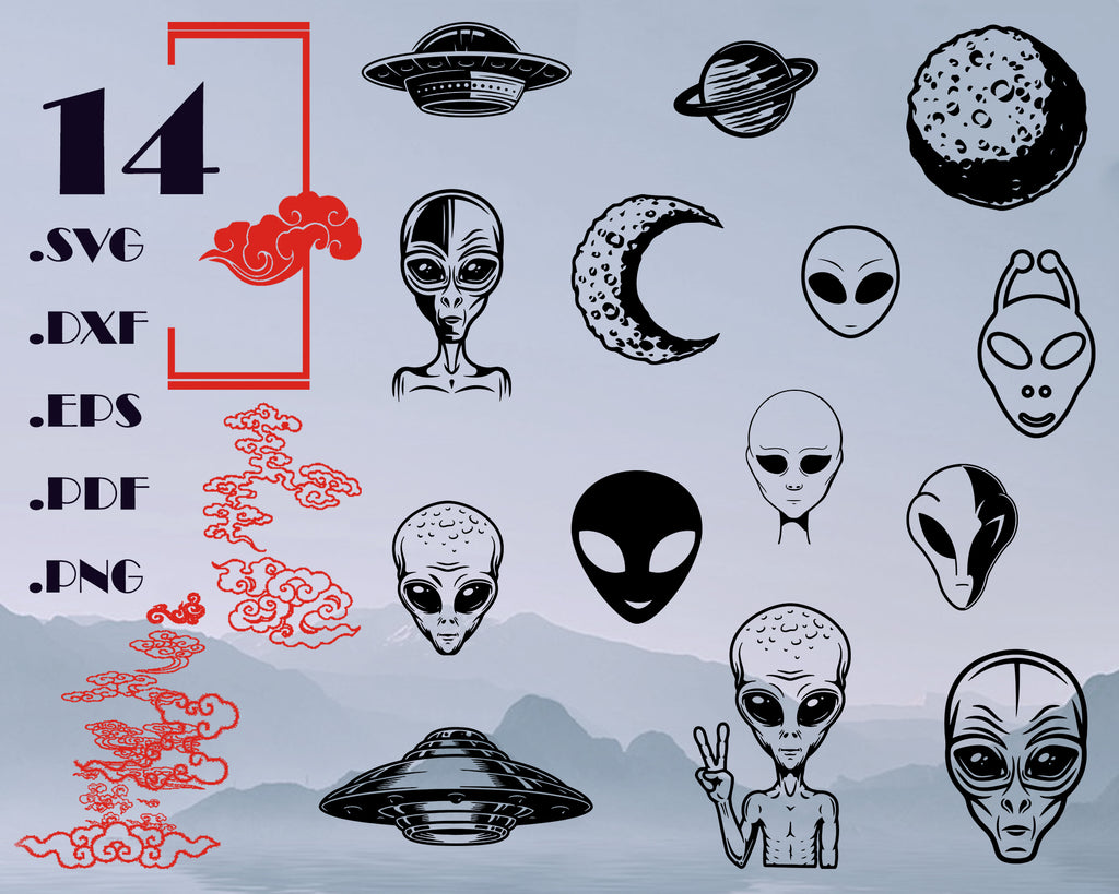 Download Alien Svg Ufo Svg Alien Clipart Alien Cut File Alien Silhouette A Clipartic