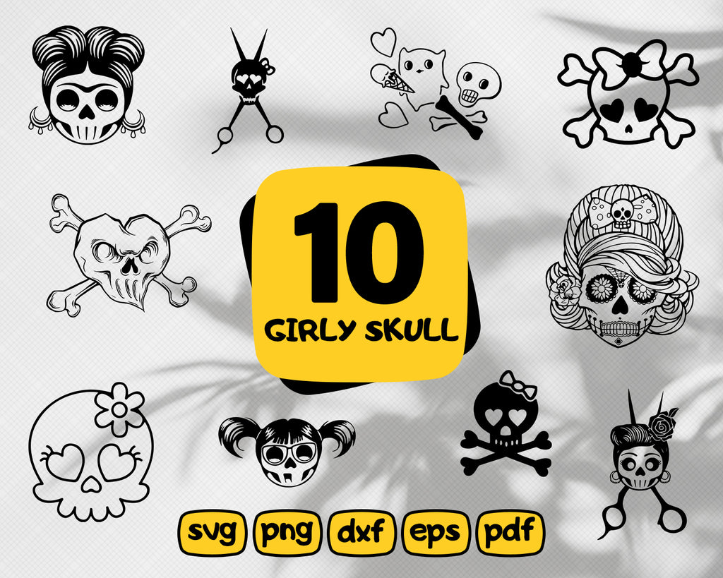 Download Girly Skull Svg Layered Svg Skull Svg Halloween Cricut Svg Baby Ha Clipartic