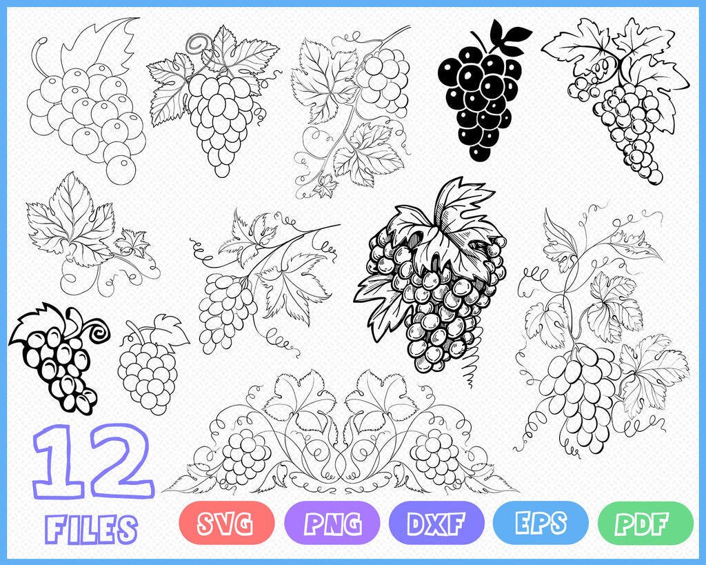 Download Grape Svg Wine Svg Vineyard Svg Fruits Svg Clipart Silhouette De Clipartic