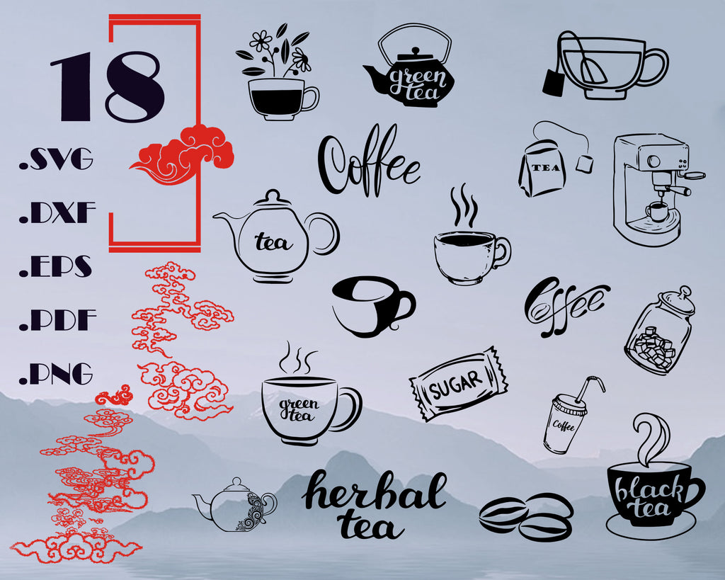 Download Coffee And Tea Elements Svg Clip Art Hand Drawn Cookies Cups Outli Clipartic