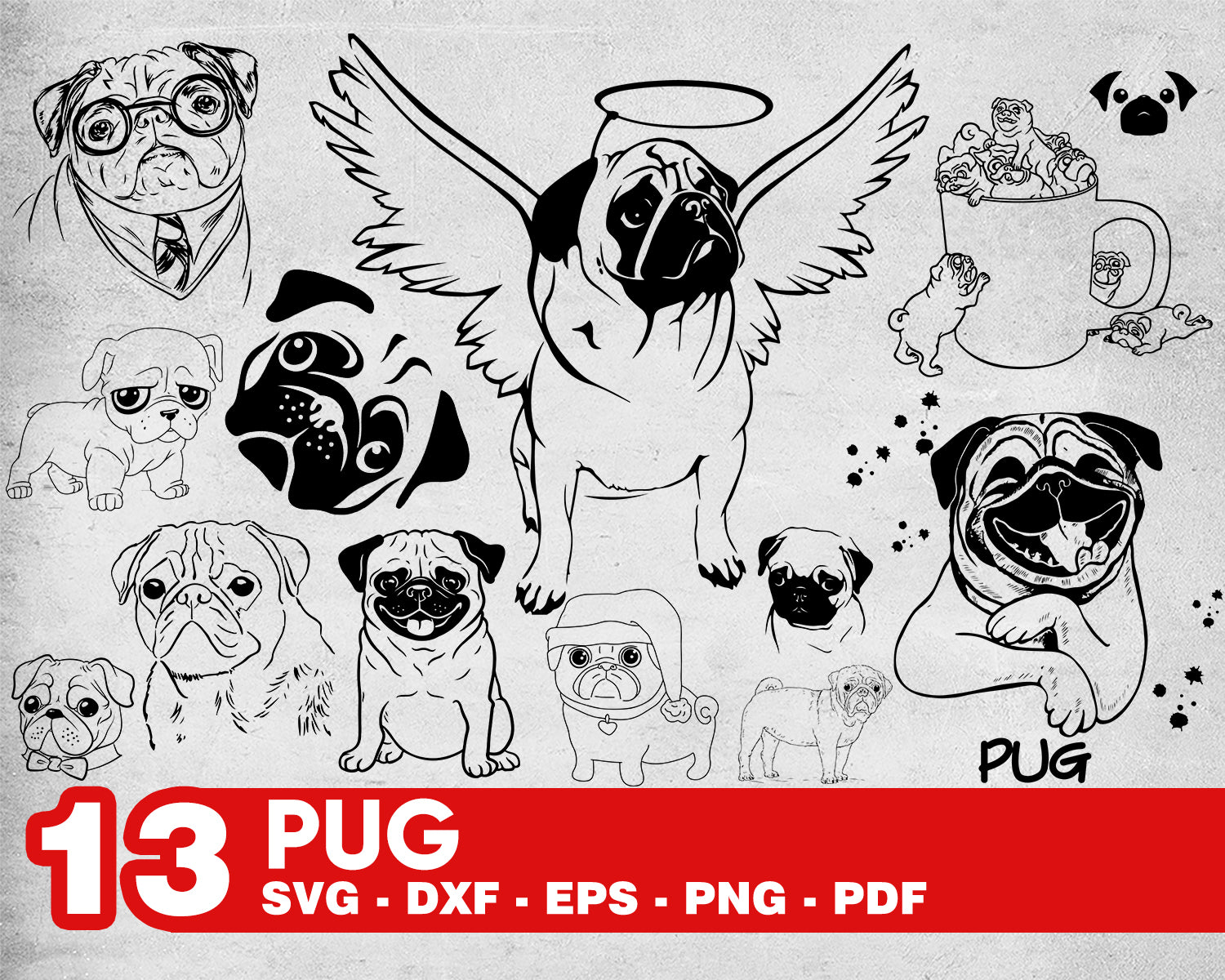 Download Pug Svg Dog Svg Pug Clipart Pug Cut File Pug Silhouette Pug Svg F Clipartic