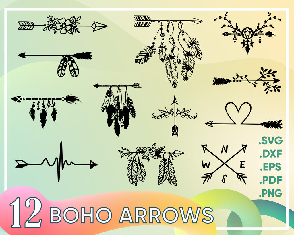 Download Clip Art Art Collectibles Tribal Arrow Svg Arrow With Flowers Svg Floral Arrow Svg Cutting File