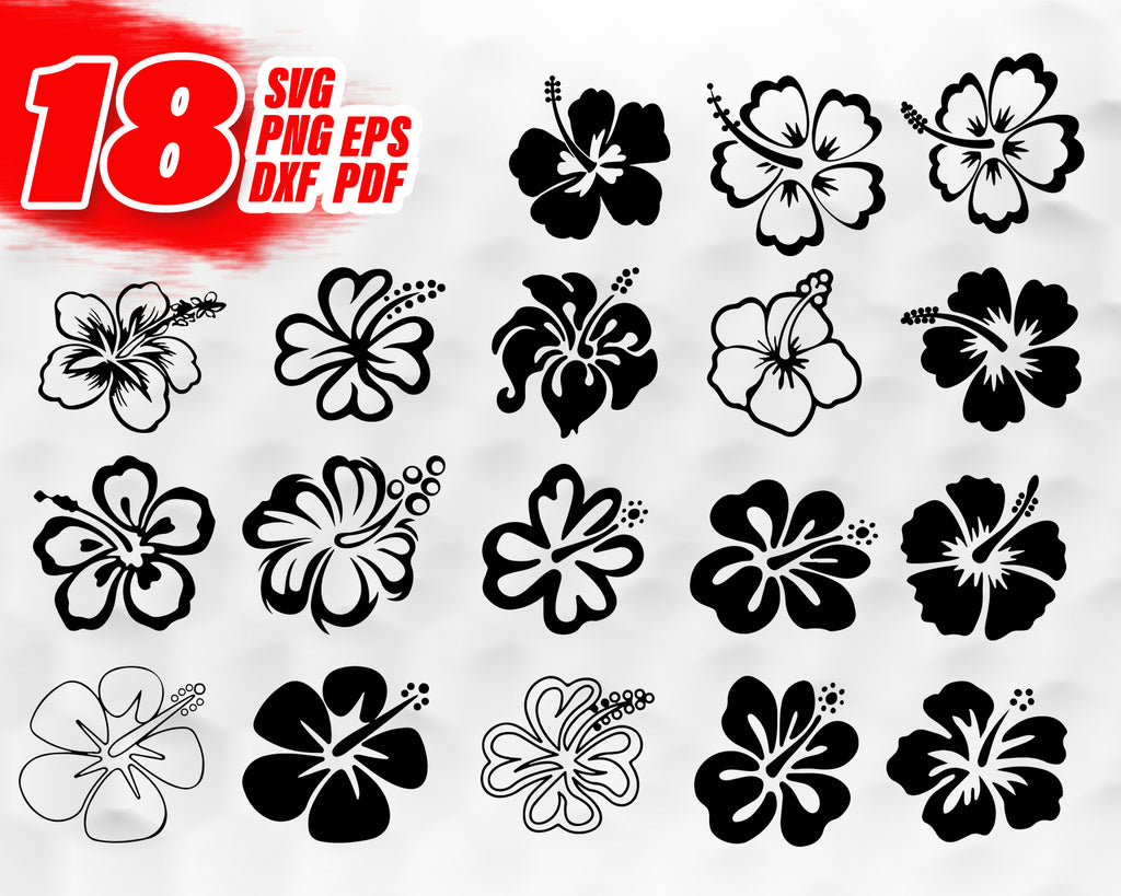 Download Eps Svg Pdf Png Dxf Jpeg Cut Files For Cricut Hibiscus Flower Clip Art Silhouette Clip Art Art Collectibles Delage Com Br