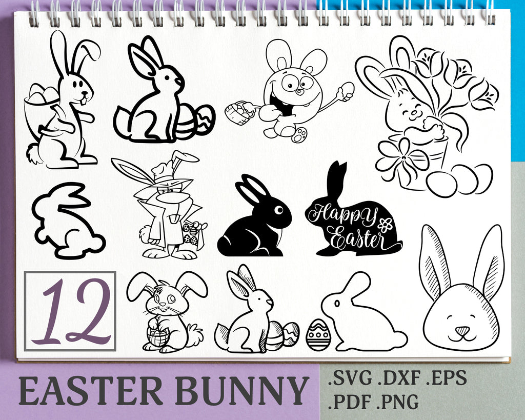 Download Art Collectibles Clip Art Easter Bunny Svg Bundle Rabbit Clipart