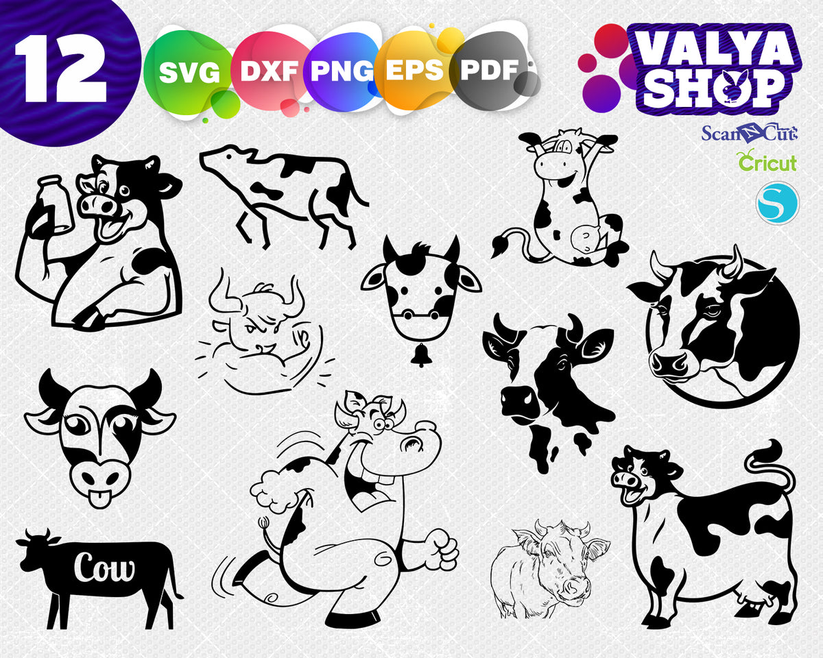 Cute cow svg, silhouette svg, cow svg, cow cutting file ...