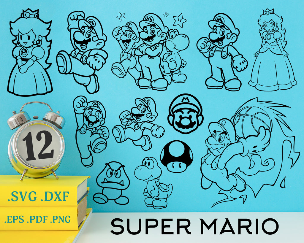 Download Super Mario Svg Mario Svg Luigi Svg Bowser Svg Princess Peach Svg Clipartic