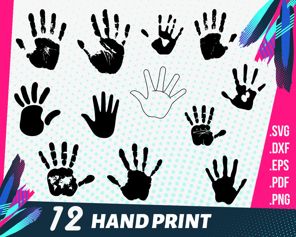 Download Hand Print Svg Hand Print Svg Bundle Handprint Cricut Hands Silho Clipartic