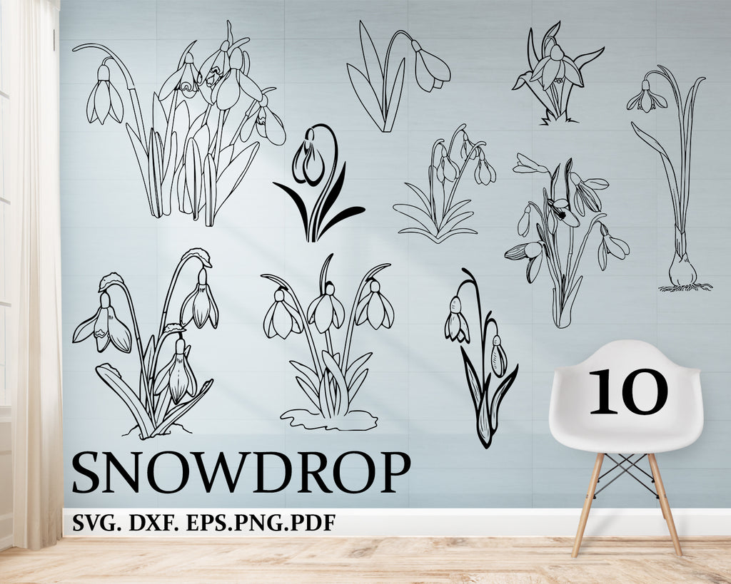 Download Snowdrop Svg Winter Floral Element Flower Template Dxf Png Svg Cut Clipartic