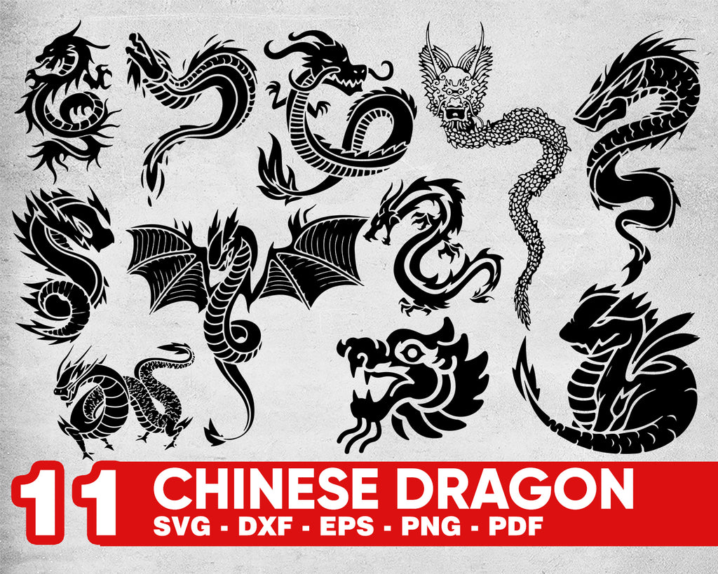 Chinese Dragon Svg Dragon Silhouette Svg Dragon Clipart Dragon Bun Clipartic