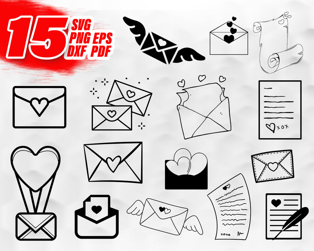 Love Letter Svg Love Letter Vector File Clipart Valentine Envelope Clipartic