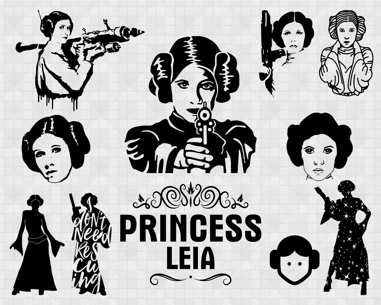 Princess Leia svg, Princess Leia Silhouette, artist ...