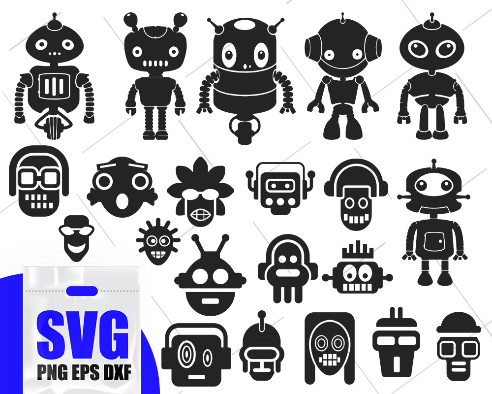 Robot Svg Bundle Robot Svg Robot Clipart Robot Cut Files For Silhou Clipartic