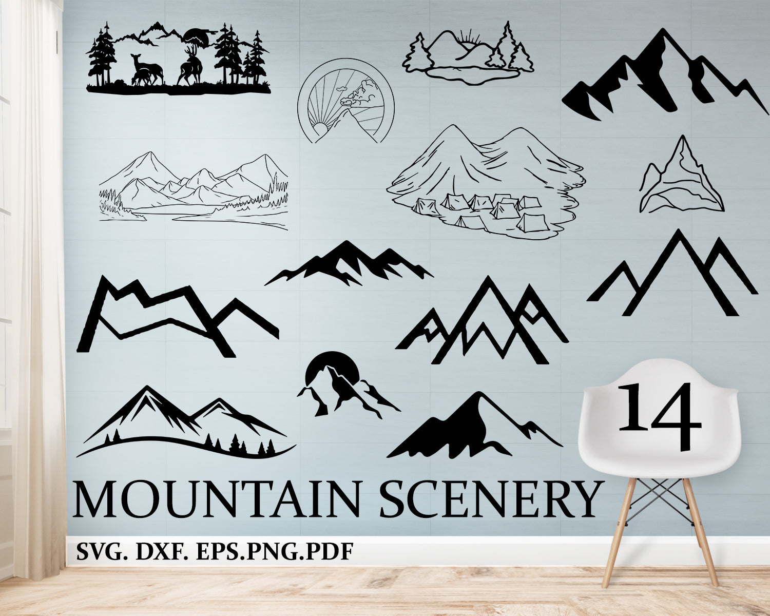 Free Free 109 Silhouette Mountain Scene Nature Svg SVG PNG EPS DXF File