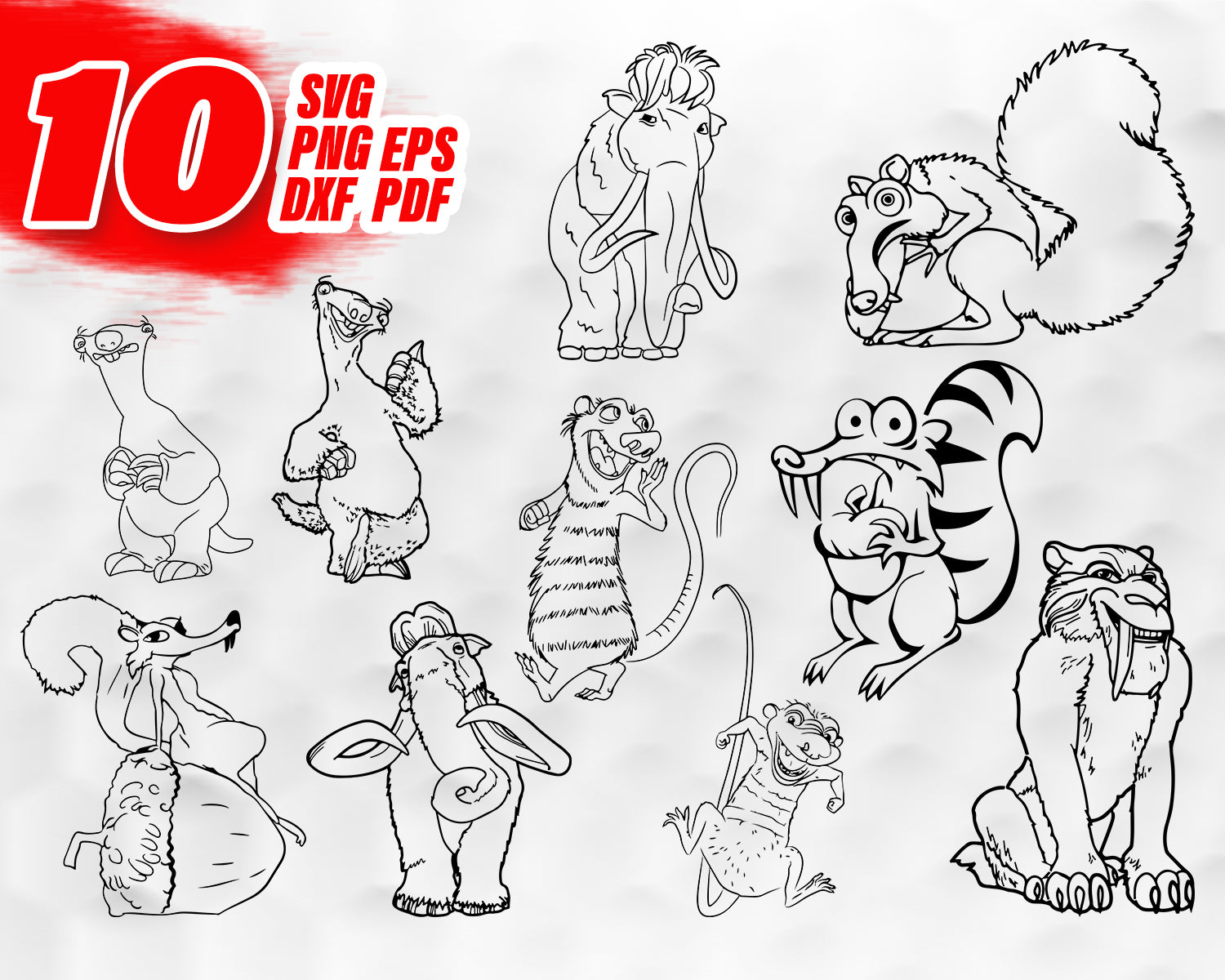 Download Ice Age Svg Silhouettes Cutting File Ice Age Characters Sid Scrat Clipartic