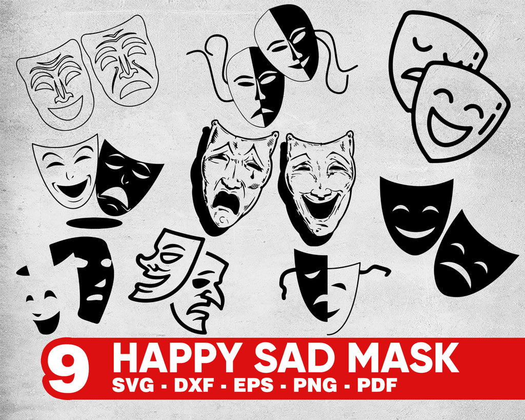 Download Happy Sad Mask Svg Mask Theater Svg Drama Svg Happy Mask Clipart Clipartic