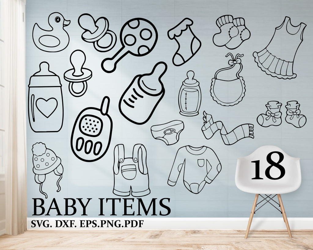 Download Bady Items Svg Nursery Svg Hand Drawn Baby Tools Baby Svg Baby Sho Clipartic