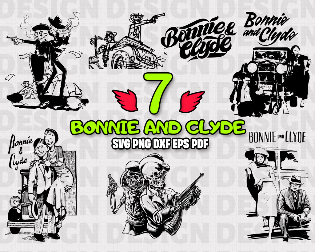 Download Bonnie And Clyde Svg Clipart Silhouette Stencil File Cricut Cut F Clipartic