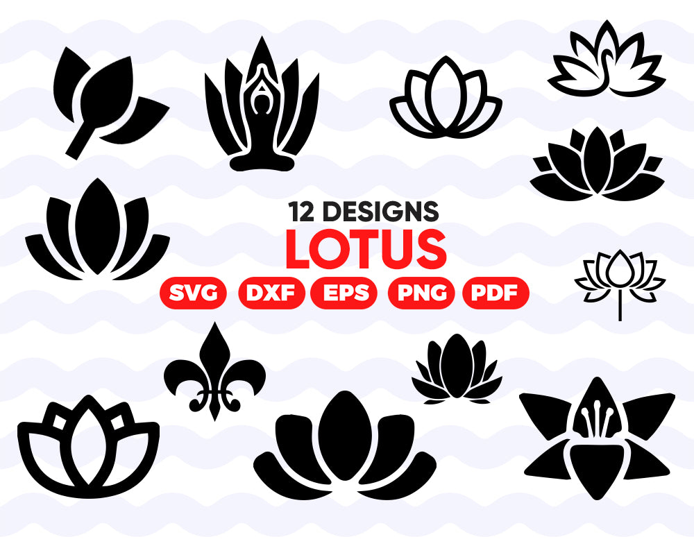 Lotus Svg Silhouette File Clipart Flower Svg Botanical Svg Floral Clipartic