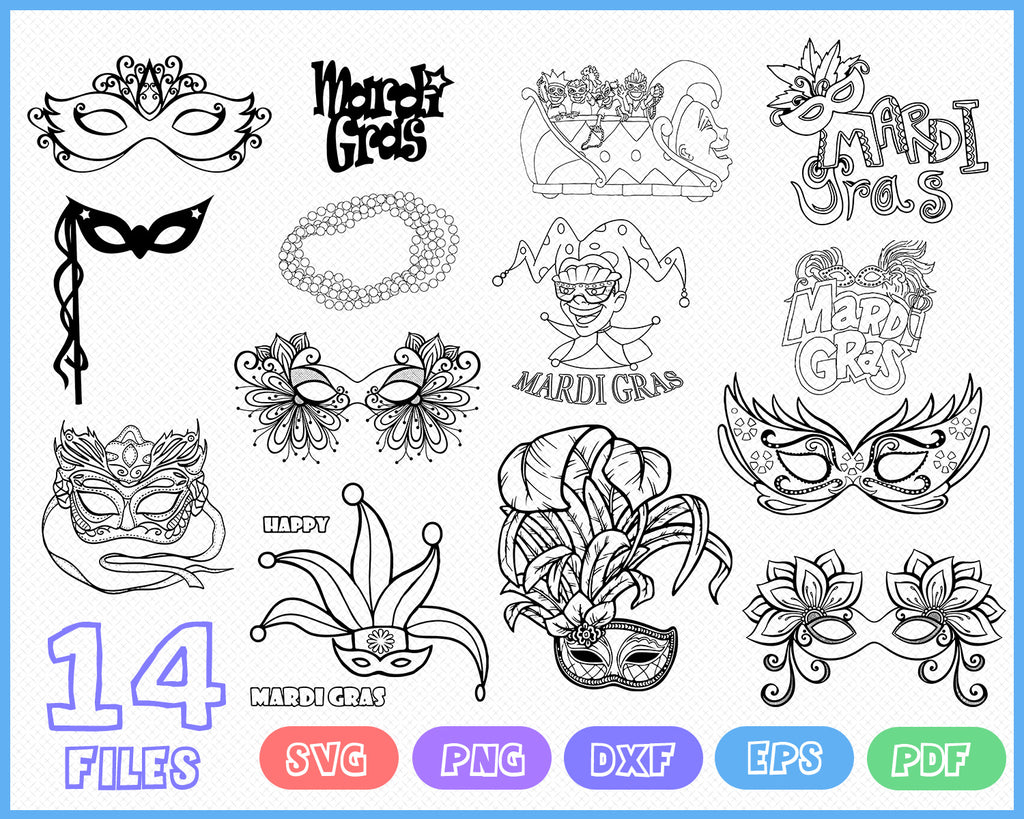 Download Mardi Gras Svg Bundle Masquerade Mask Monogram Frame Set Fat Tuesday Clipartic