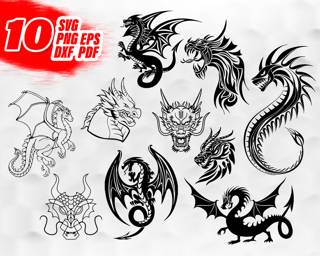 Download Dragon Svg Bundle Dragon Svg Dragon Clipart Dragon Cut Files For Si Clipartic