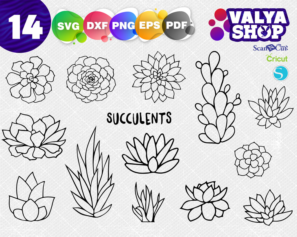 Download Succulent Bundle Svg Dxf Png Jpg Eps Boho Natural Plant Succu Clipartic