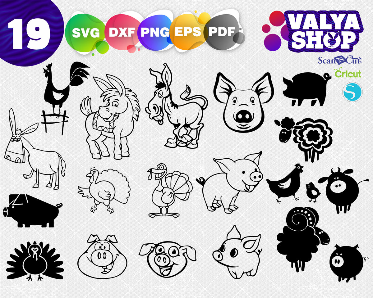 Download Cartoon farm animals svg, Farm Animals SVG Cut Files, instant download - Clipartic