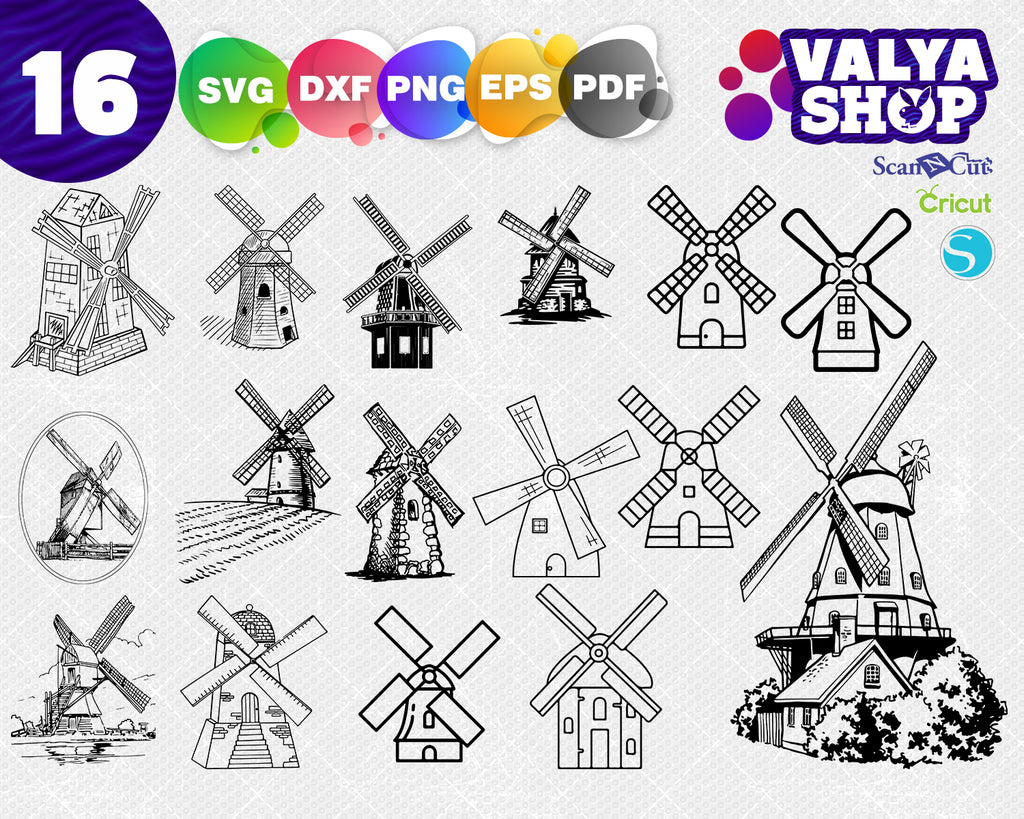 Download Windmill Svg Wind Turbine Svg Watermill Svg Towermill Svg Gristmil Clipartic