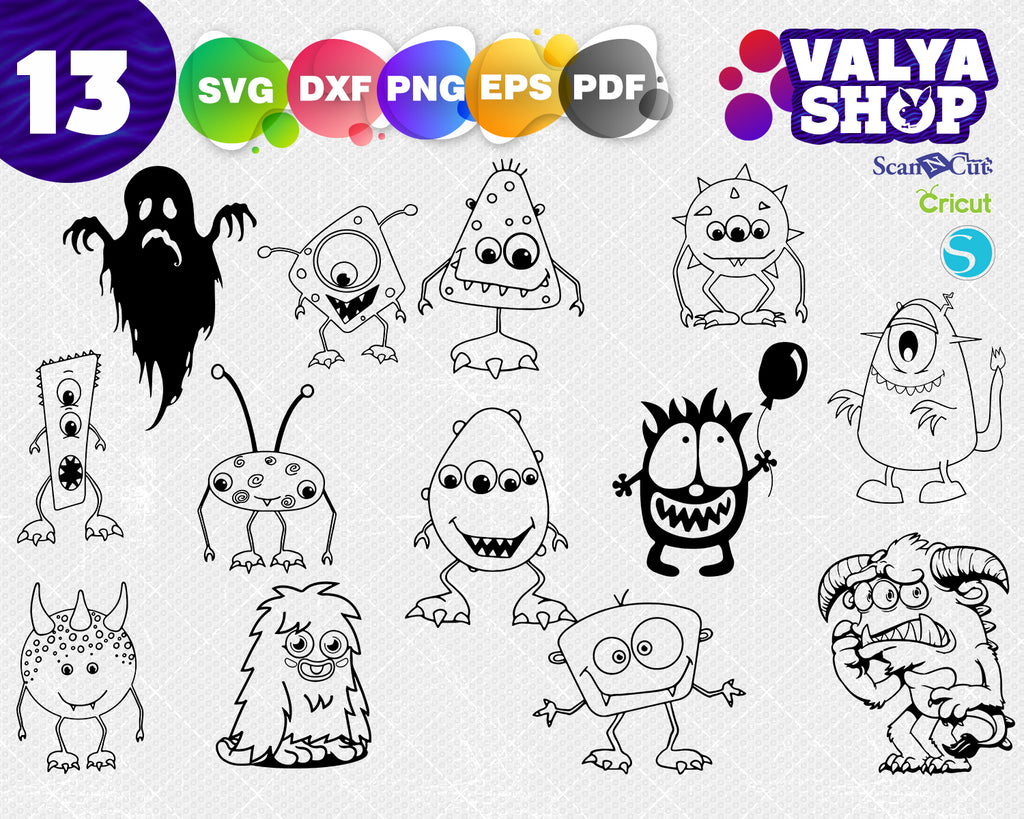 Download Funny Monster Svg Dxf Little Monster Files For Cricut Or Silhouette Fu Clipartic