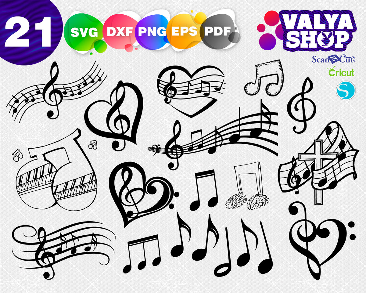 Download Music Notes SVG PNG DXF Piano Teacher Heart Instant ...