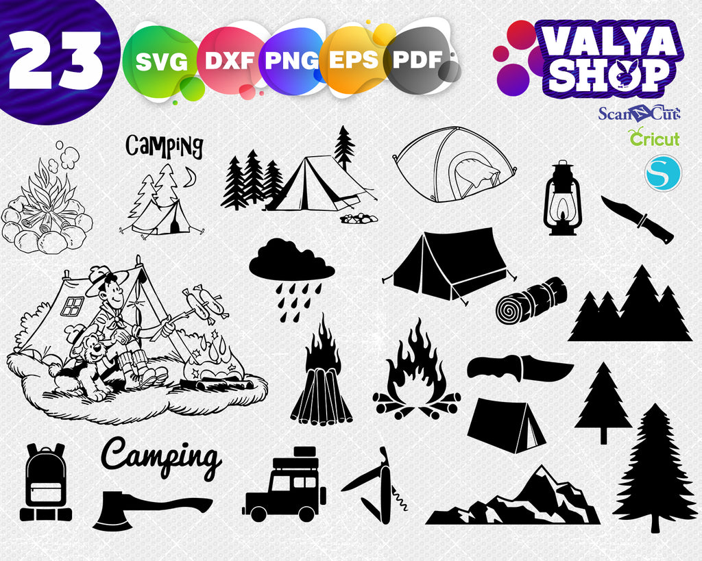 Camping Svg Bundle Camp Life Svg Cut Files Commercial Use Instant D Clipartic