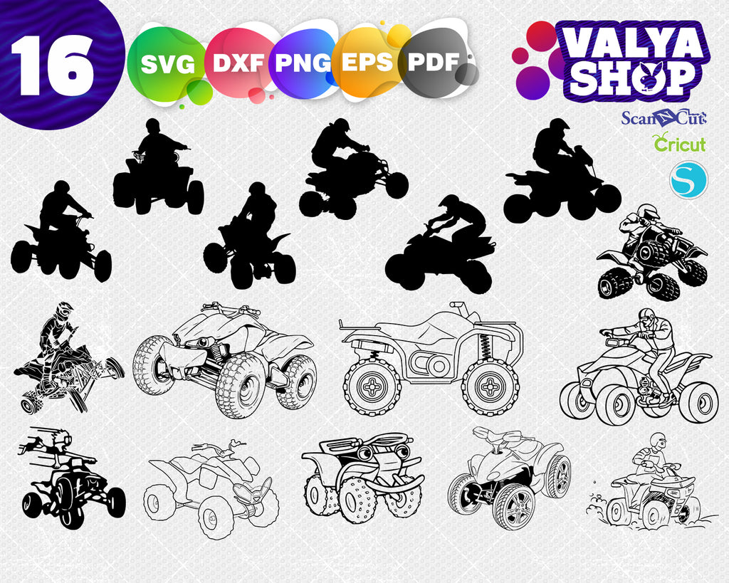 Download ATV svg 4 wheeler svg silhouette cameo cricut Dxf 4 ...