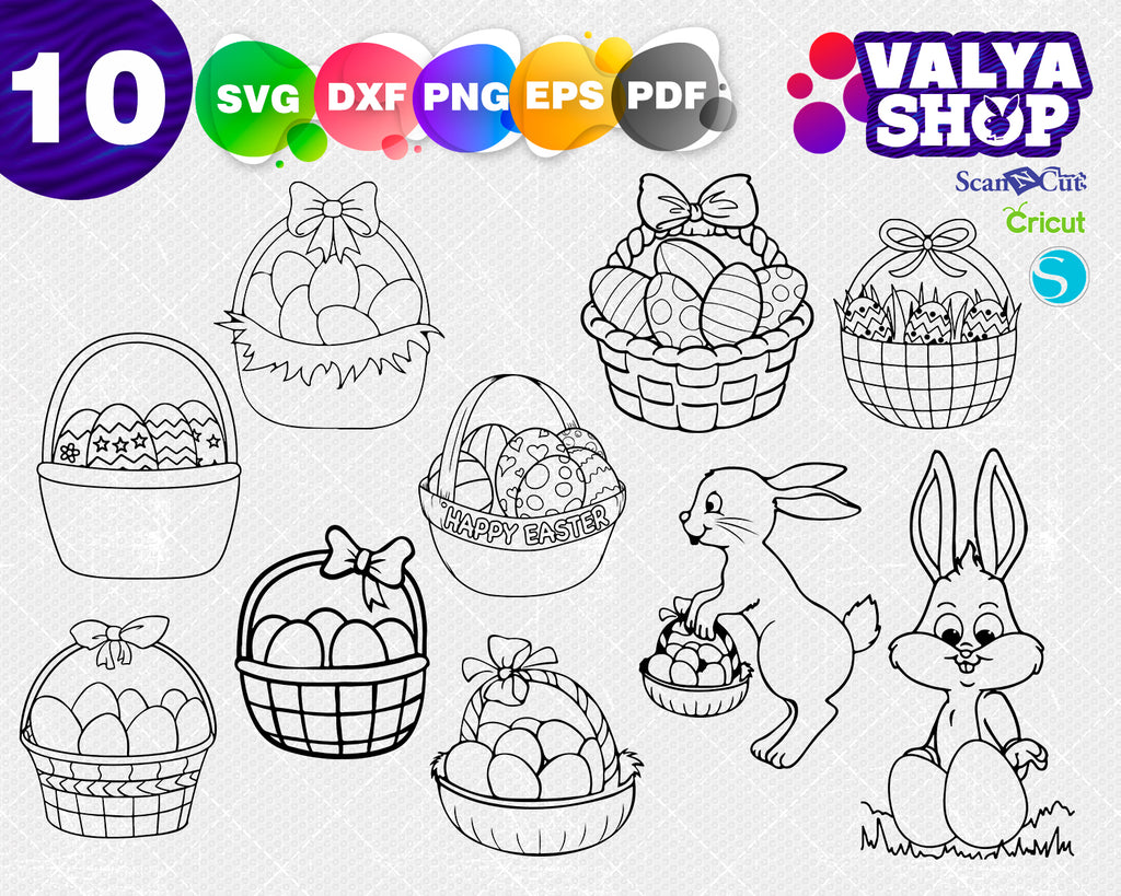 Download Easter Baskets Svg Easter Eggs Svg File Dxf Silhouette Cameo Cricut Clipartic