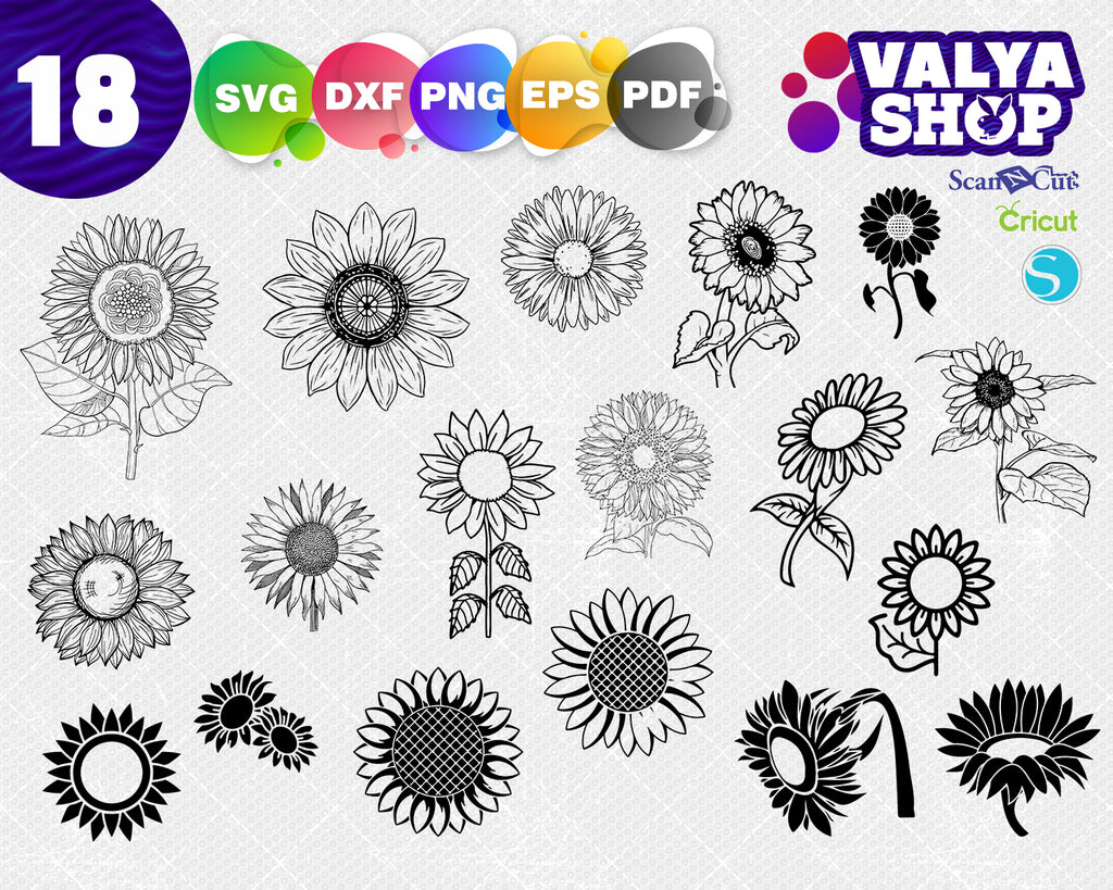 Free Free 294 Sunflower Clipart Black And White Svg SVG PNG EPS DXF File