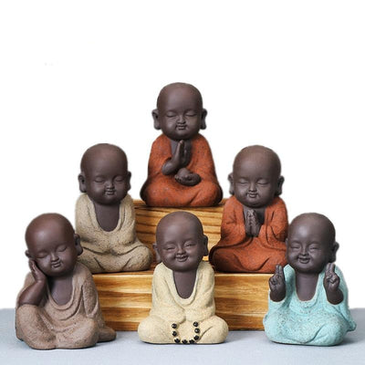 Ceramic Mini Monk Statues