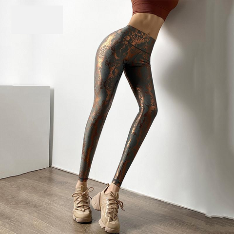 Women Leggings Sexy Serpentine Sports High Waist Push Up Leggings