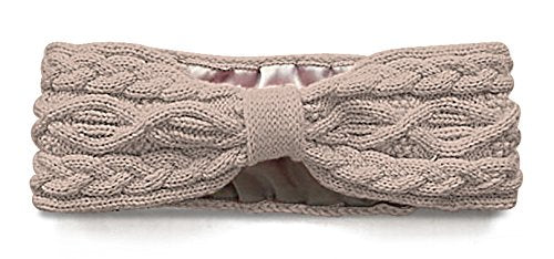 Silk Satin Lined Cable Knit Headband With Grip Technology By Lullado I